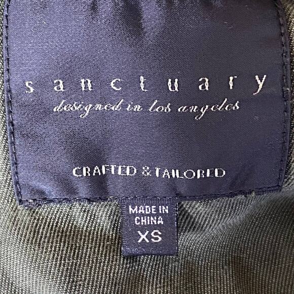 Sanctuary Womens Military Frill Peplum Jacket Full Zip Raw Edge Pockets Green XS - Picture 6 of 9